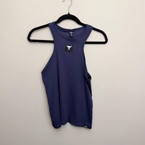 Under‎ Armour Project Rock Tank Top Womens Large Ribbed Muscle Athletic Logo
